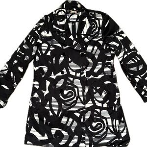 Abstract Black White Trench Coat Artistic Minimalist Chic Statement Jacket